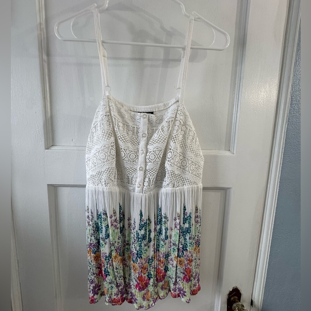 Torrid White Lace Camisole with Multicolor Floral Design
